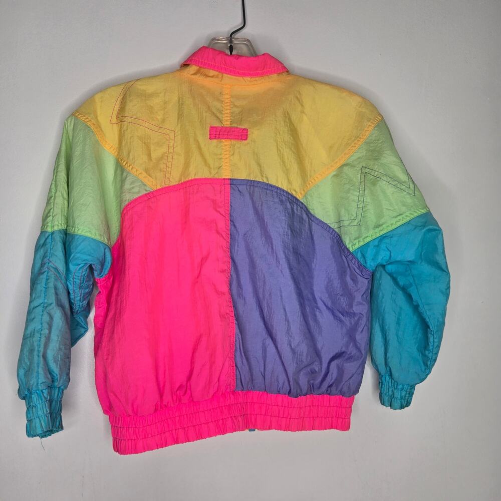 Vintage 80s Kids London Fog Windbreaker Jacket Neon Colorblock Nostalgia Large - Picture 2 of 12